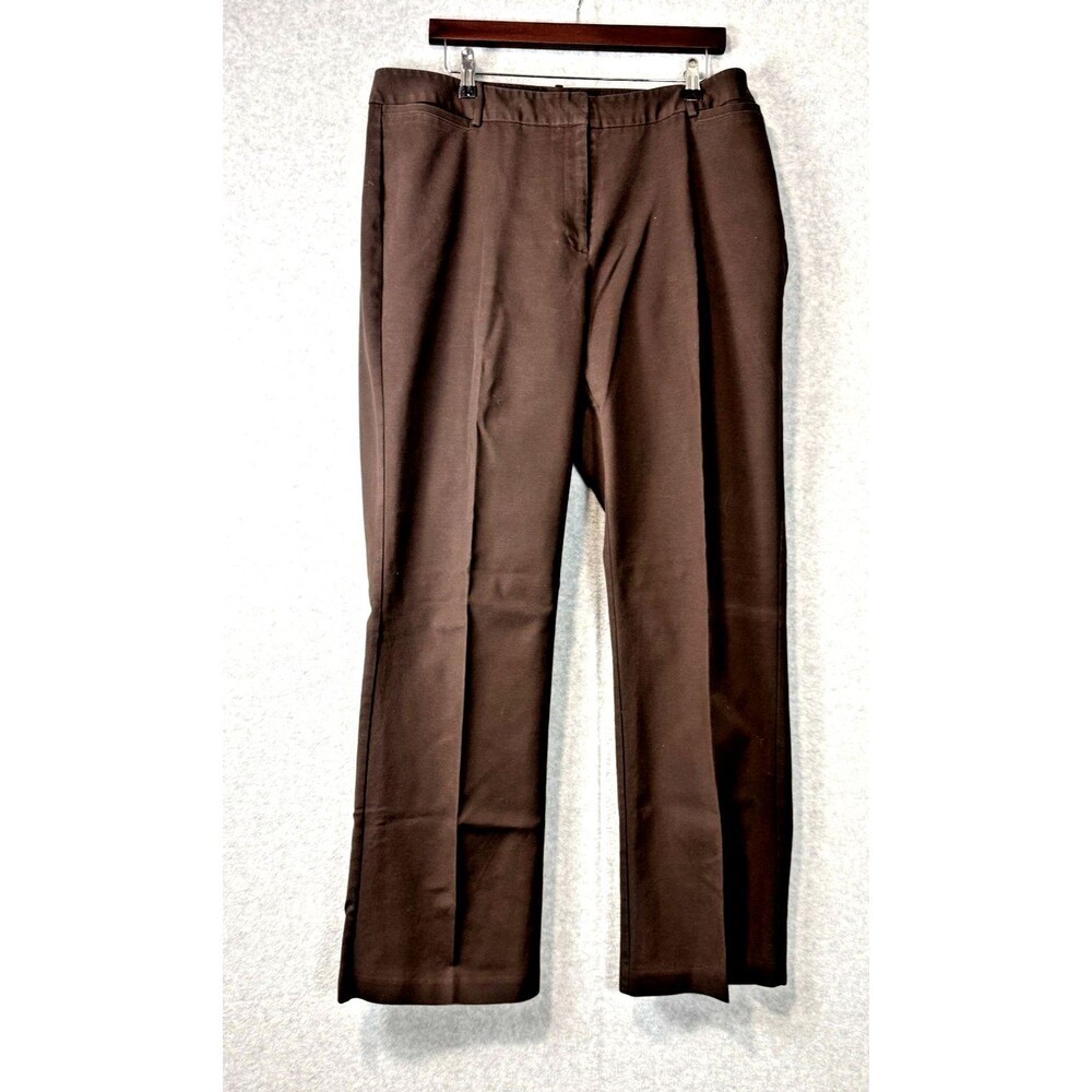 Worthington Brown Flat Front Curvy Fit Trousers Women's Size 18T (inseam 33")